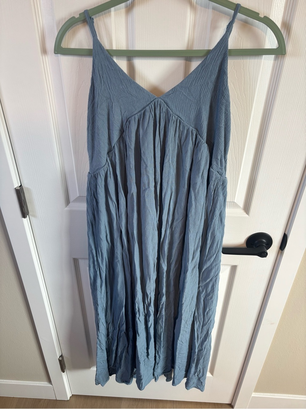Z Supply Dusty Blue V-Neck Slip Dress with Adjustable Straps